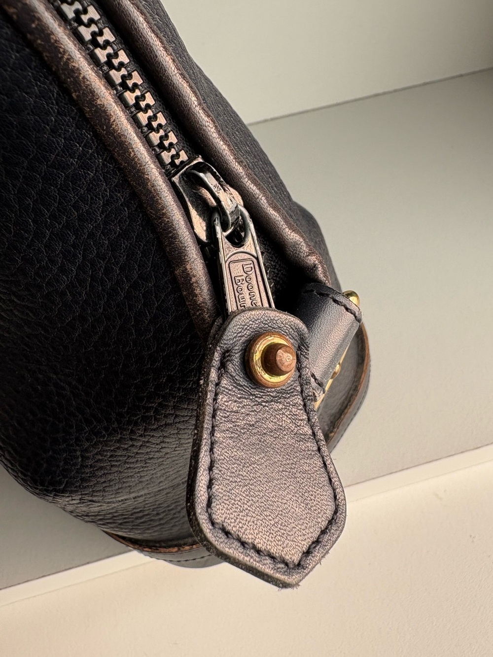 Dooney and Bourke awl Navy Blue Leather Norfolk Dome satchel bag - Picture 6 of 16